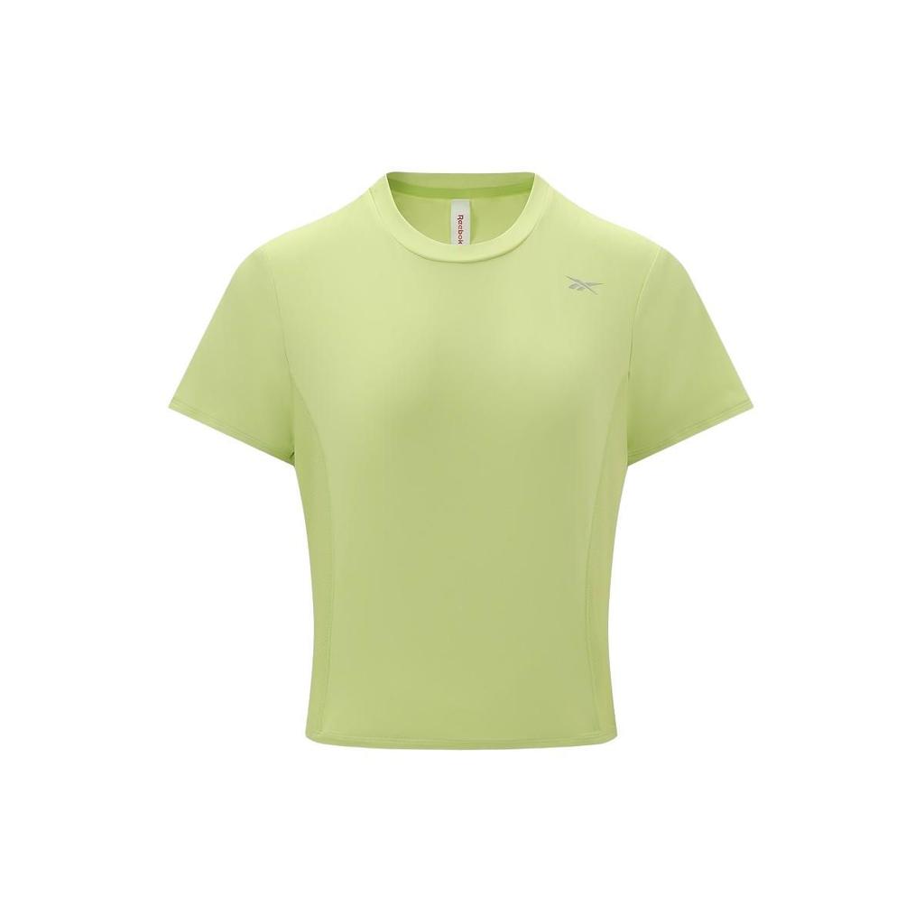 Reebok Solid Color Sports Casual Fitness Training Knit Short Sleeve T-Shirt Women tops Lime-Green 24SRM406WG01