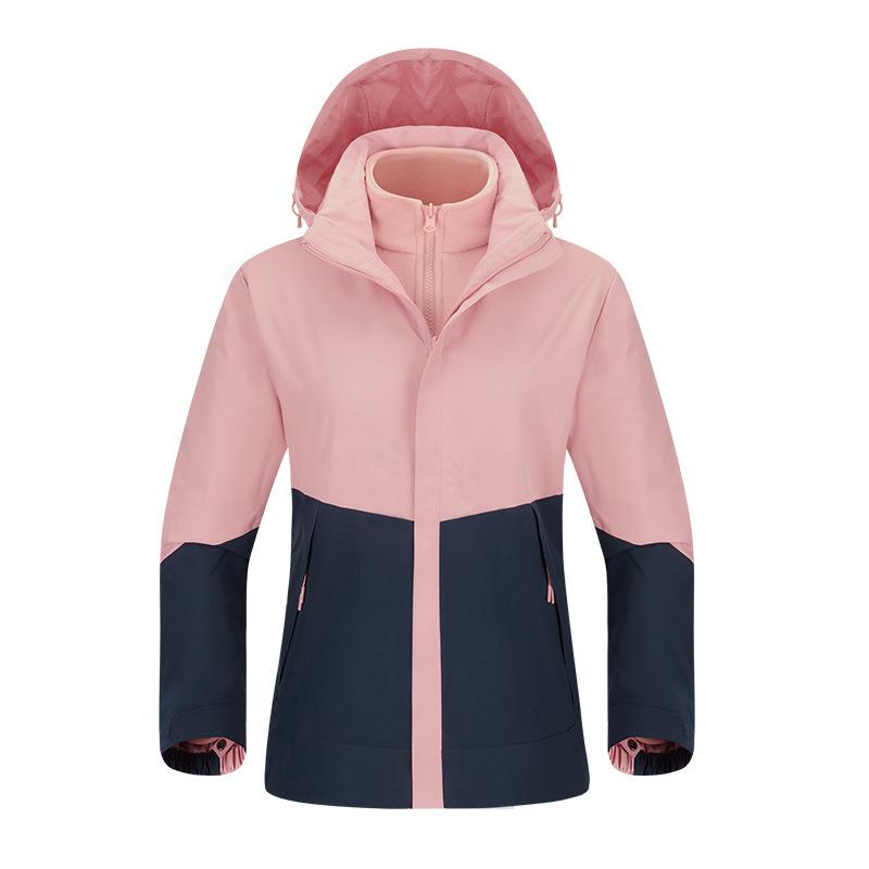 Silver Fox Velvet Liner Three-in-one Jacket for Men and Women Outdoor Windproof Waterproof Camping Warm Two-piece Jacket