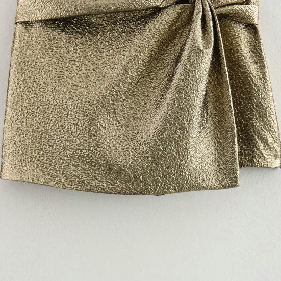 Women Autumn Winter Mini Skort High Waist Knot Pleated Shorts Skirt Solid Color Elegant Woman Short Pants Streetwear