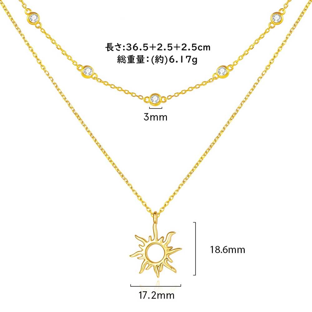 FANCIME Sun and Sunflower Pendant Necklace with Cubic S925 18K Gold Popular Perfect Gift for White Gift Wrapping Included Women's Necklace,