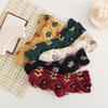 5Pairs Embroidery Women Cotton Socks Breathable Autumn Flower Socks Mid Tube Socks Girls  for Girls