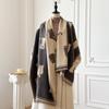 Cartoon Cat Printed Cashmere Scarves For Women Winter Thick Warm Blanket Scarf Shawl Wraps Ladies Fashion Pashmina Cape