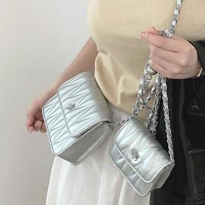 2 Size Floral Print Quilting Mini Chain Crossbody Bag (4 Colro)