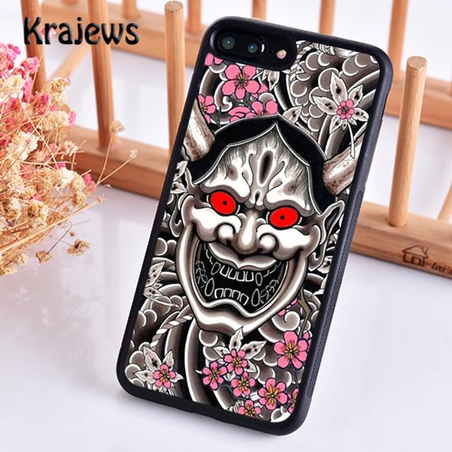 Krajews Japanese Oni Hannya Demon Mask Cool Phone Case For iPhone 17 Air 16 15 14 Plus 11 12 13 Pro Max Coque