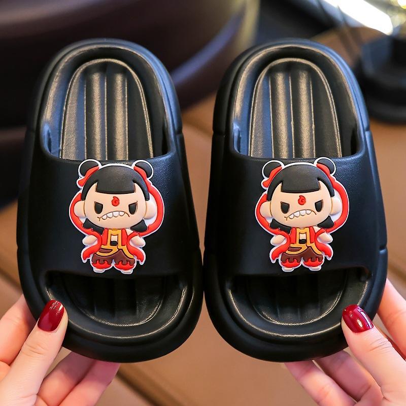 

Nezha children s slippers for boys and girls EVA Summer indoor bathroom baby anti-slip slippers for home use 24-25Code（Inner Length1 чёрный
