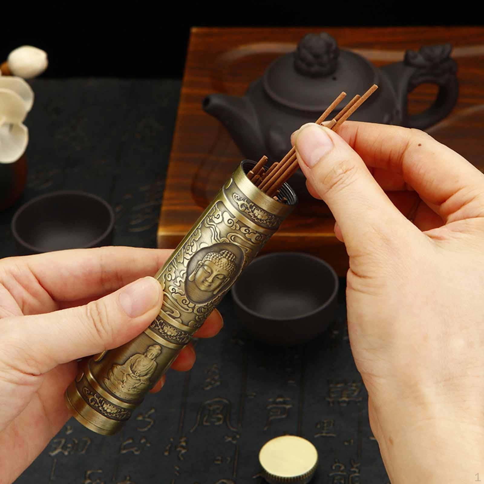 Storage Box Burner Sticks HolderContainer Case Organizer Tube for TravelBedroomLiving Bronze Buddha 980₽