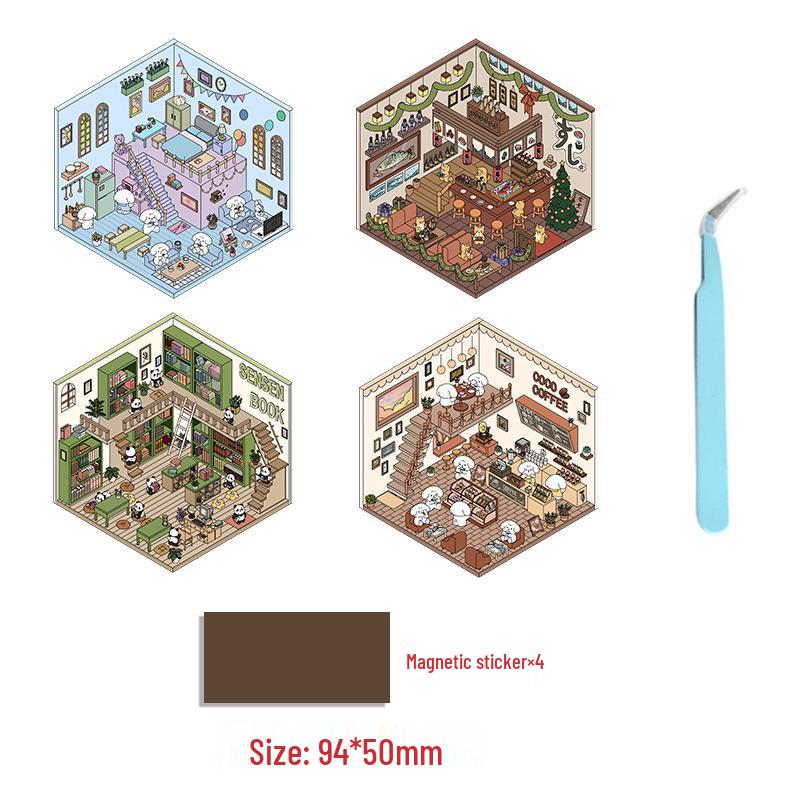 Senyou 3.0 Christmas Cottage 3D Miniature Scene Stickers - Exclusive DIY Landscape Decor
