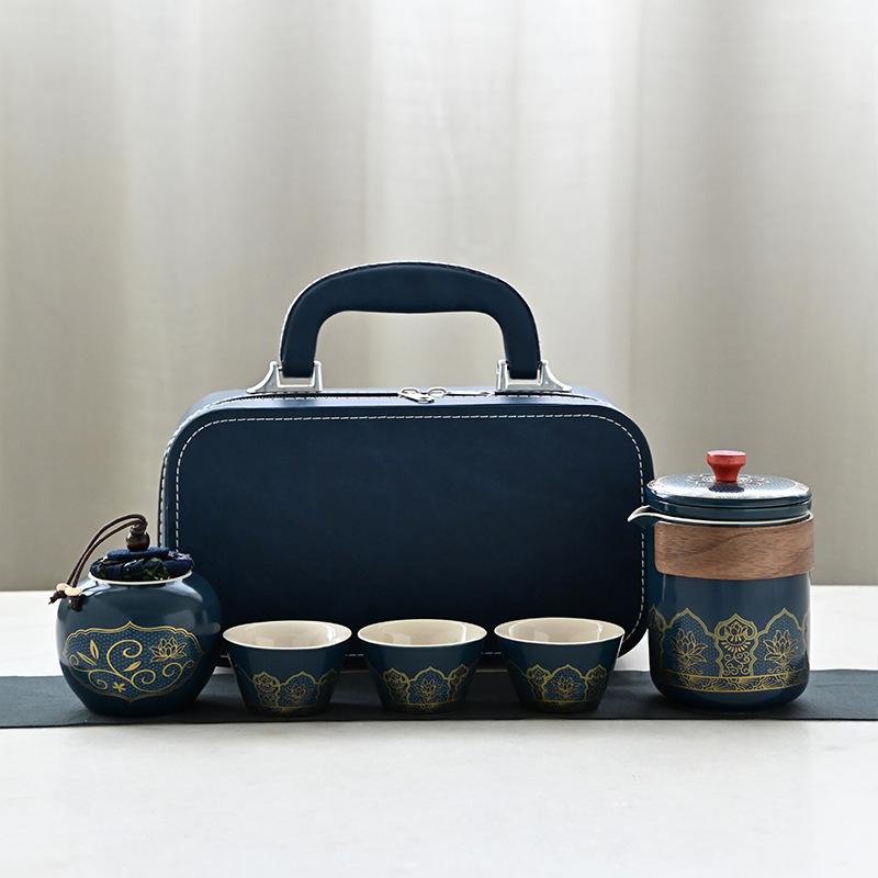 Cestovní Kung Fu čajová souprava Venkovní malá sada Keramický Kuaike šálek Jeden hrnec Tři šálky Suvenýr Obchodní Dávné rýmy Dárky