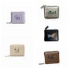 Cartoon Embroidery Dachshund Dog Wallet PU Leather Solid Color Sausage Dog Organ Card Bag Zipper Large Capacity