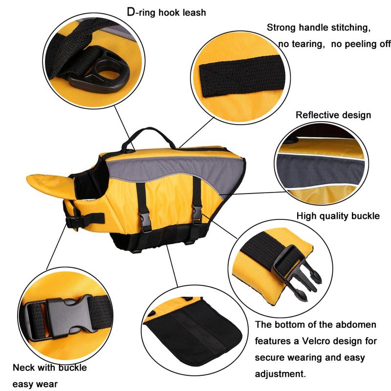 Dogs Life Jacket Pet Life Vest for Dog Water Safety Swimming Reflective Pets Dog Swim Clothes for Swimming Pool Beach Boating