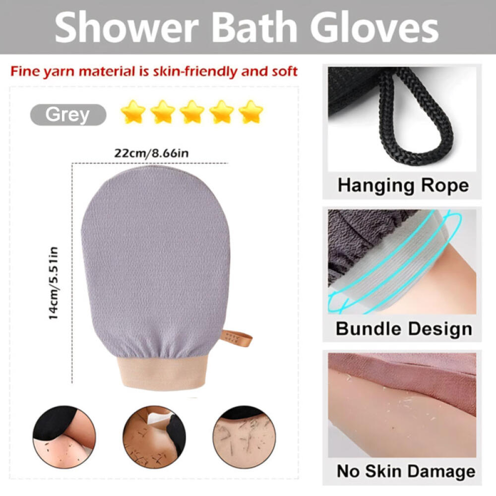 

Shower Bath Exfoliating Gloves Skin Cleansing Massage Mitt, Deep Exfoliating Body Scrubber Design, For Home Daily Body Cleaning серый