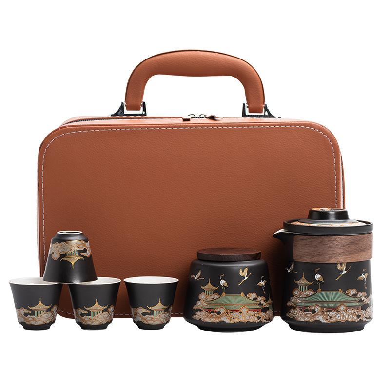 High-end cup, one pot, four cups set, portable travel tea set, teapot business gift souvenir