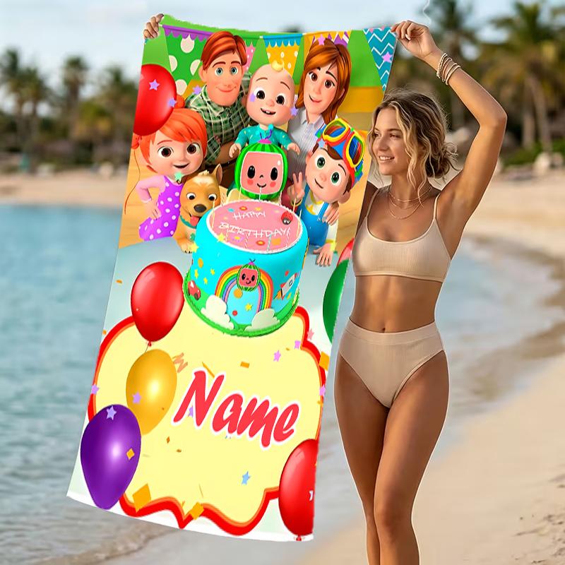 Customizable Personalized Beach Towels CoComelon - Dance Party Themed designs.Suitable for the Beach, Yoga, Sports;ideal As Beach Accessories