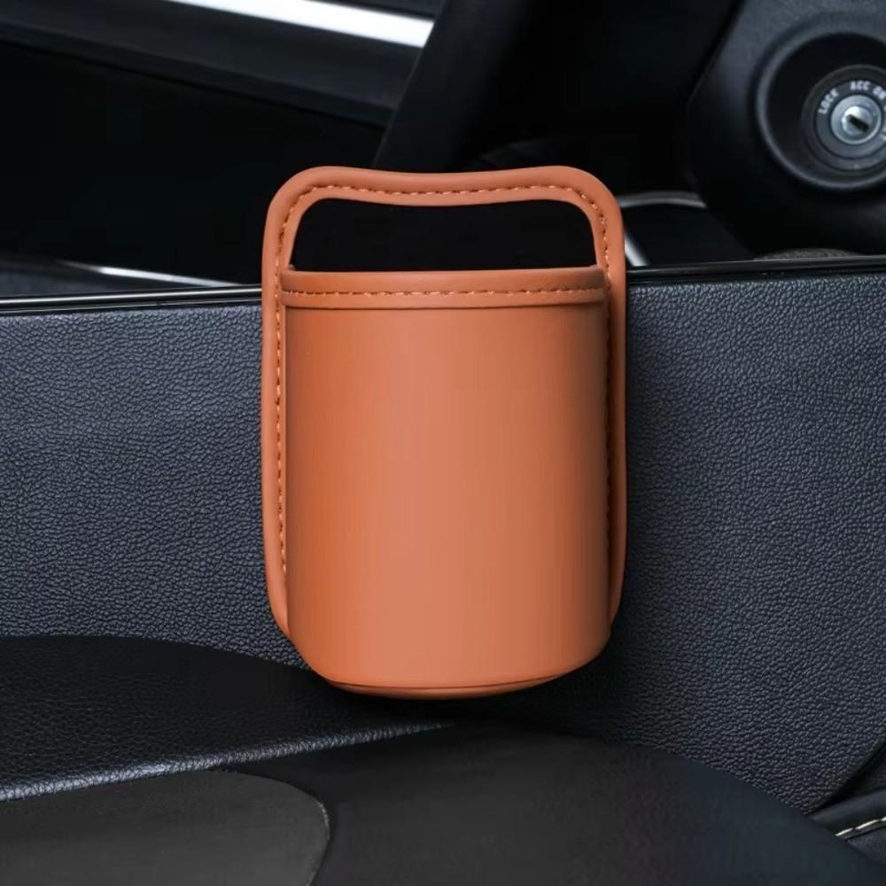 Space Saving Car Door Storage Box Leather Car Trash Can Car Seat Back Organizer Sundries