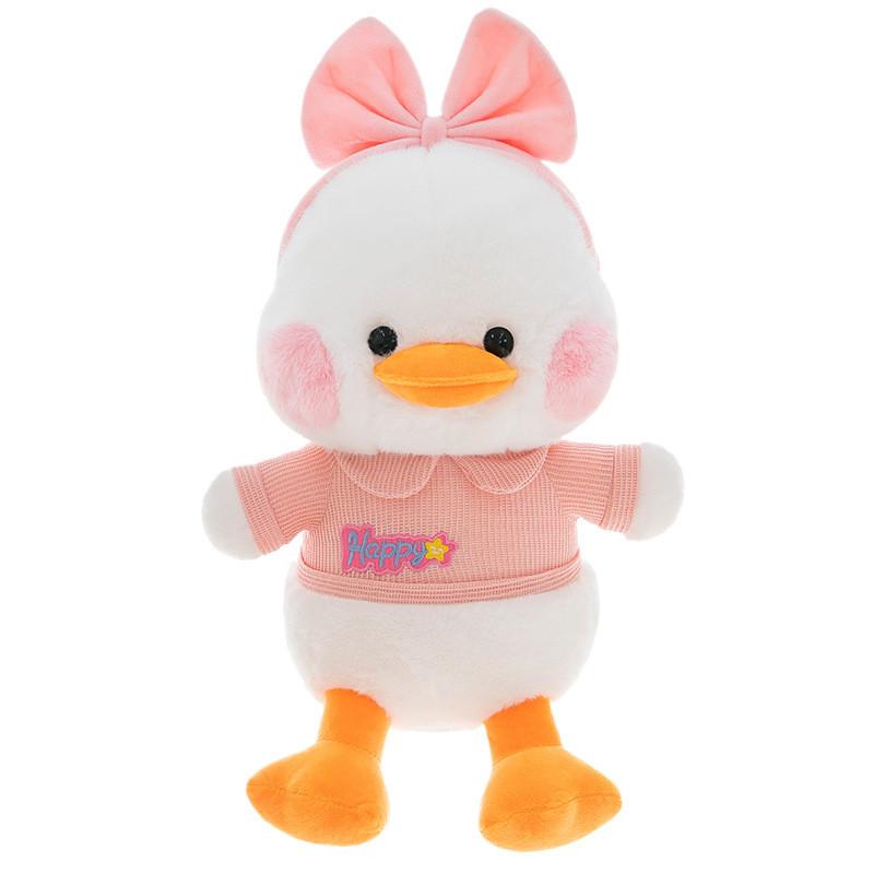 Plush Duck Toy With Bowknot For Kids And Girls Gift In Super Soft Short Plush