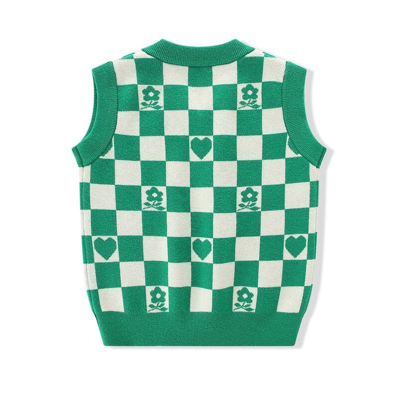 Montagut Kids' V-Neck Checkerboard Knit Vest