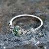 925 Sterling Silver Green Moss Agate Promise Rings for Women Elegant Leaf Shape Ring Unique Wedding Jewelry Gift
