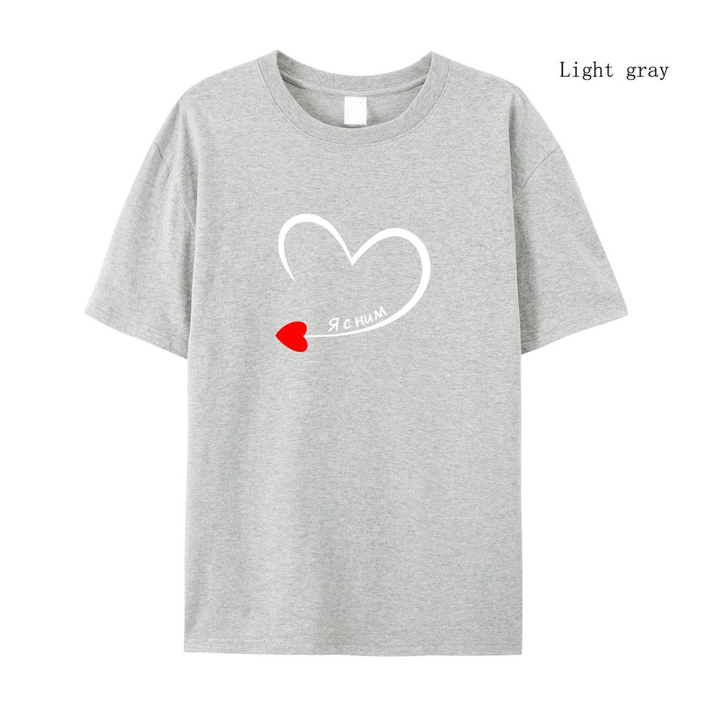 King Queen Couple Short Sleeved I'm With Her Print Summer Short Sleeved T-shirt Men T-shirt Women Short Sleeved T-shirt