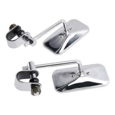 Chrom Retro Rechteckige Spiegel mit Klemme Für Cafe Racer Bobber Chopper Tracker