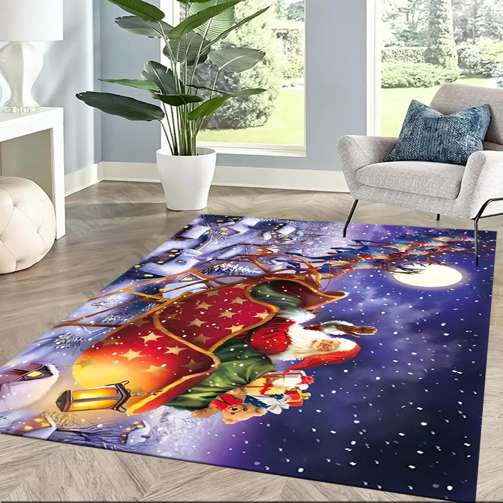 Christmas Santa Claus Delivery Floor Mats for Living Room, Bedroom and Room Decoration Are Suitable for Gifts.