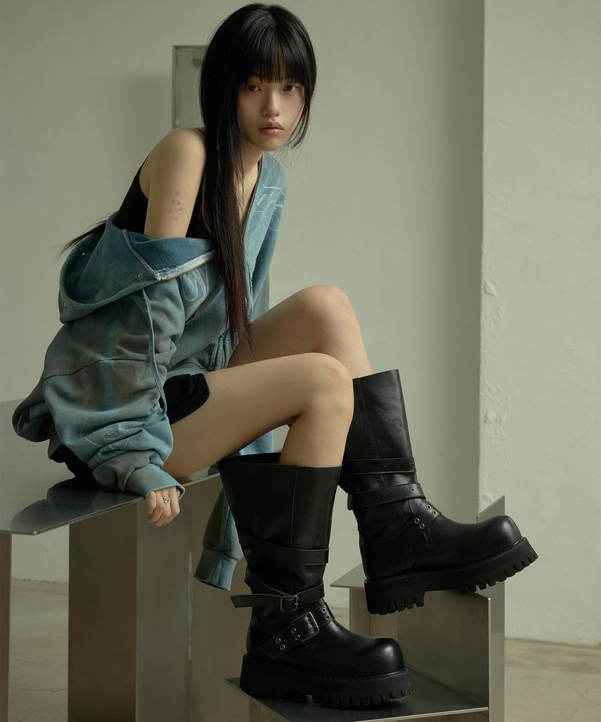 Lanarchive [5015] Shadow Buckle Engineer Boots