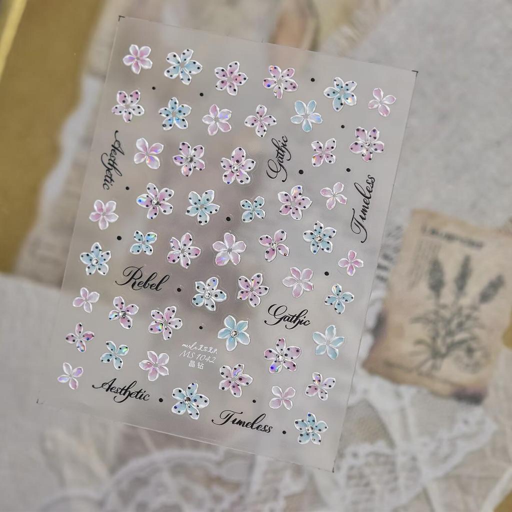 Simple Elegant Polka Dot 3D Tropical Lily Flower Nail Art Stickers
