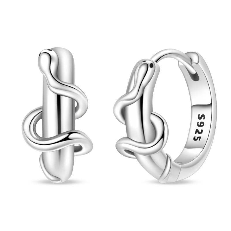 Snake Earrings 925 Silver Green Zircon Mysterious Spirit Snake Ear Studs For Women Formal Anniversary Birthday Party Jewelry