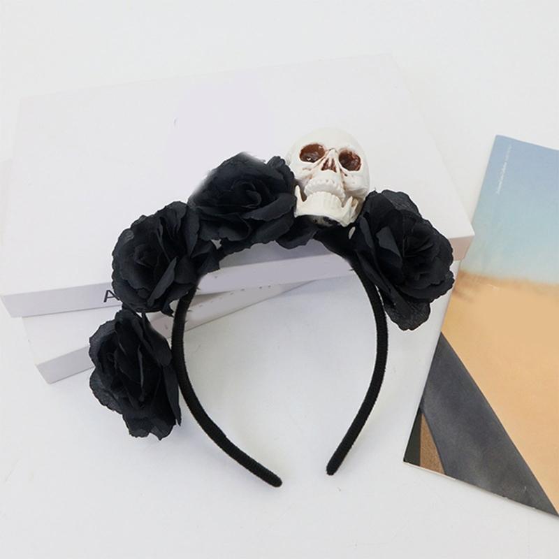 Halloween Totenkopf Blumige Stirnbänder Mit Plastik Kostüm Haaraccessoires Für Kostümpartys Und Gruselige Veranstaltungen