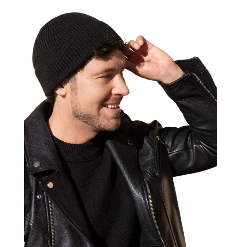 Karol Czarny Men' Set - Docker Jacket and Scarf, Ribbed Knit