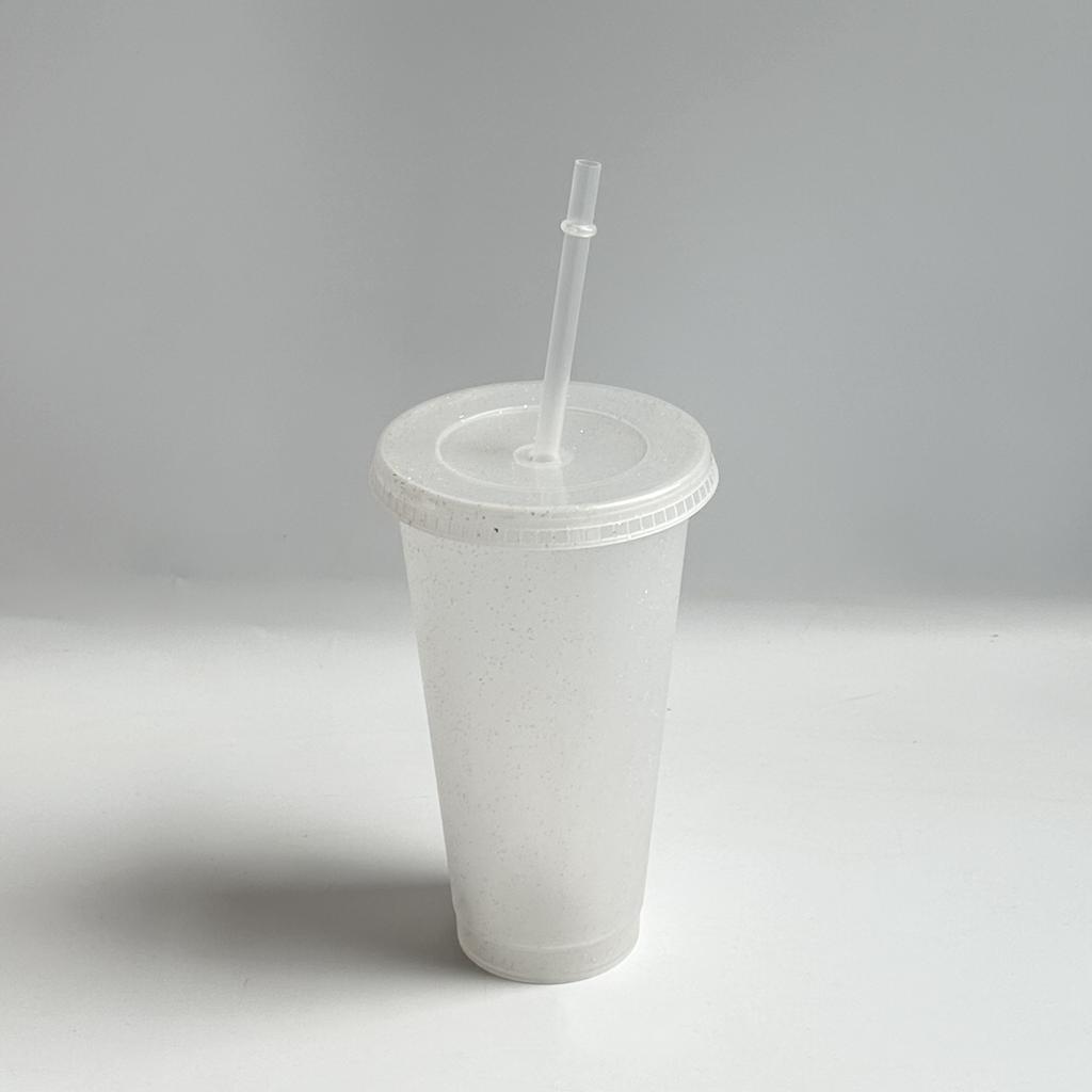 710ml Flash Powder Water Bottles For Girl With Straw Reusable Hard Plastic Tumbler With Lid Coffee Cup Drinkware Christmas Gift