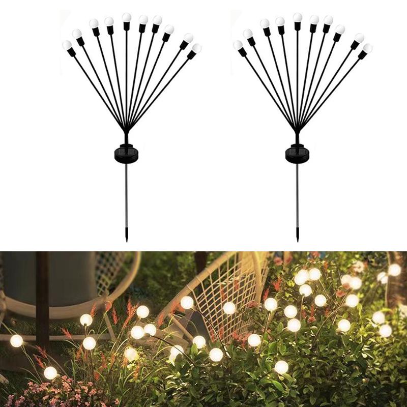 Outdoor Solar Lights LED Fairy Firefly Lawn Lamp Garden Summer Camping Party Wedding Holiday Yard Atmosphere Decoration