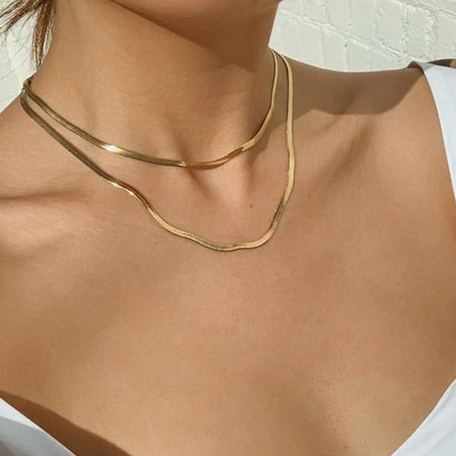 17 km Stylové Stylové Asymetrické Zámek Náhrdelníky Twist Zlatá Barva Tón Barvy Robustní Tlustý Dámský Zámek Choker Řetěz Náhrdelníky Sběr Sběr