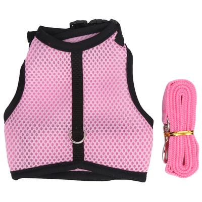 Haustier Pink Mesh Zuggeschirr Brust Rücken mit Leine für Kaninchen Meerschweinchen HaustierbedarfL Pink