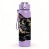 1PC Tortoiseshell Cat Face Portrait Print 750ml Color Plastic Sports Water Bottle Leakproof Flip Straw Lid Suitable for Sports Office Home Use