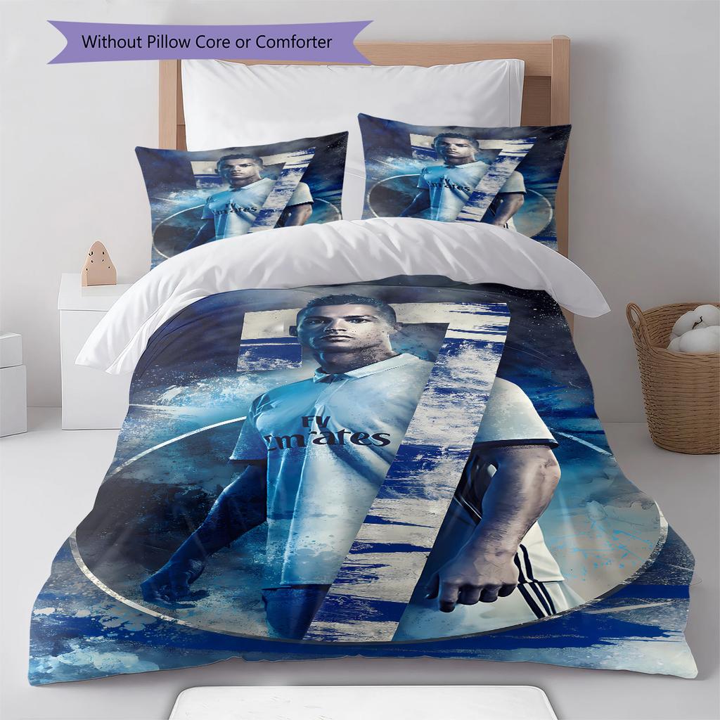 CR7 Pattern Bedding,Quilt Set Quilt Cover Pillowcase Home Birthday Gift (1 * duvet cover + 2 * pillowcase, without core)