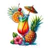 Adesivi Statici per Finestre Estivi Tema Tropicale Cocktail Fiore d'Ananas Adesivi per Finestre Festa in Spiaggia Piscina Vetro Decalcomanie per Casa Ufficio Festa Hawaiana