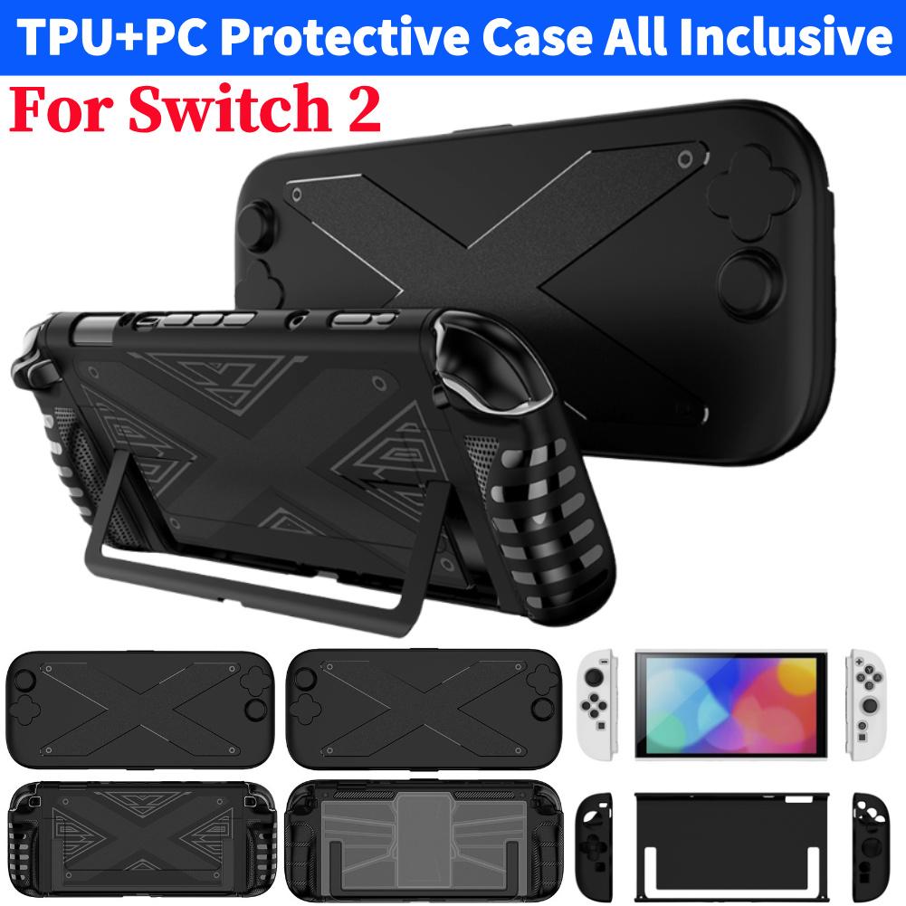 TPU+PC Case Ergonomic Handle Grip Cover For Nintendo Switch 2 Game Accessories Shockproof Anti-Drop Full Protective Hand Shell