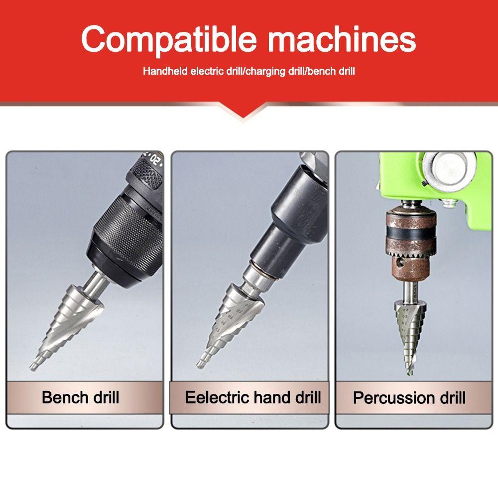 Portable Spiral Groove Step Drill Bit 4-20mm Wear-Resistant Punch Holes Drill Bit Faster Drilling Wood Metal Hole Opener