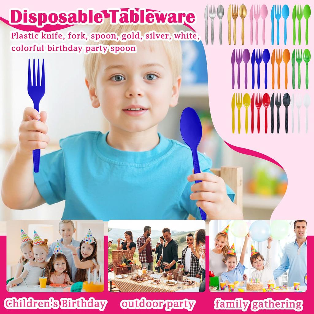 Disposable Plastic Gold Colored Birthday Party Fork