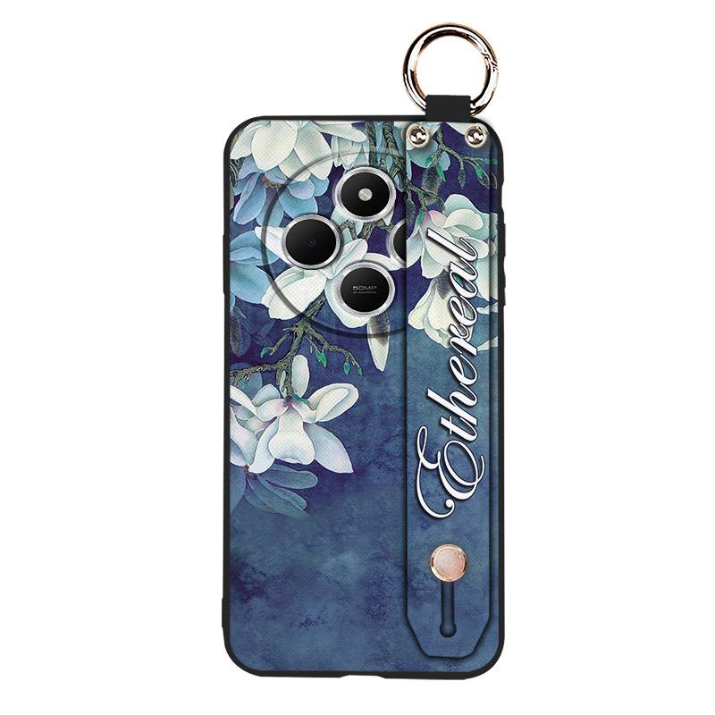 Flower Kickstand Phone Case For Redmi A4 5G Dirt-resistant Anti-knock Fashion Design Back Cover Ring Wristband Durable