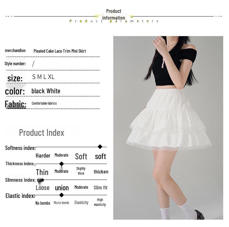 New Petite French Ballet A-line Fluffy Lace Pleated Skirt