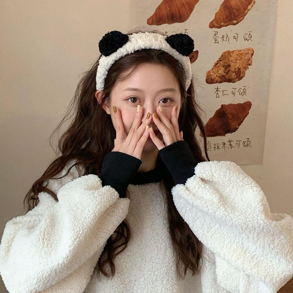 

Plastic Hair Artifact Hair Accessories Women Hairband Korean Style Headwear Plush Hair Hoop panda