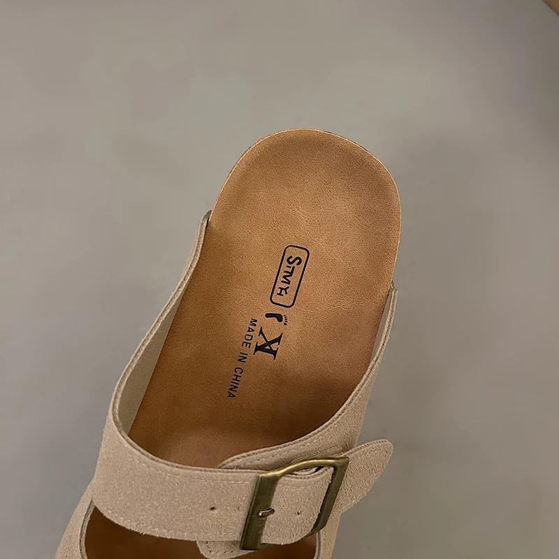 Fashion Fashion Cork Women Sandals New Soft Sole Suede Mules Slippers with Arch Support House Open Toe Flats Outdoor Beach Slide Shoes