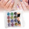 12 Colors Metallic Mirror Nail Powder Iridescent Laser High Glossy with 10 Paint Brush Manicure