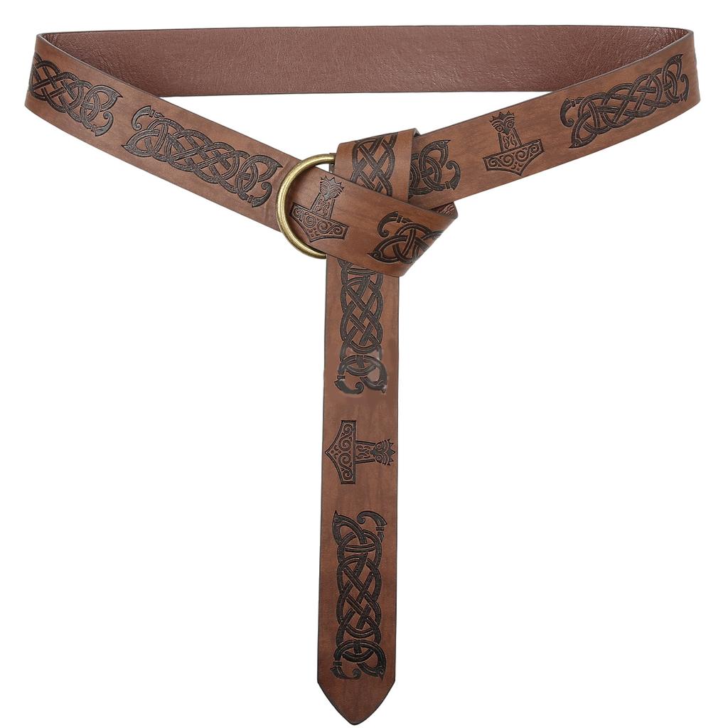 Medieval Waistband Vintage Cosplay Embossing Belt for Men Cosplay Supplies PU Waistband for Photoshoots and Stage