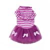 Cute Small Puppy Pet Dog Stripe Bow Lace Skirt Princess Dress PurpleM