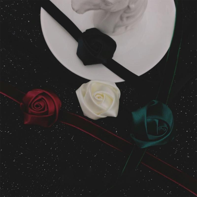 Fashion Choker Necklace Women Silk Satin Rose Necklace Flower Rose Chocker Clavicle Chain Party Sexy Jewelry Ornament