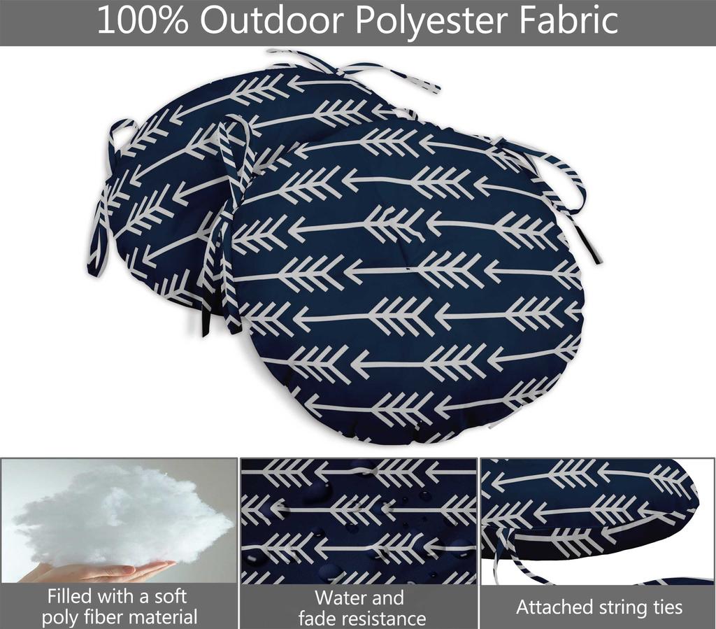 Vargottam Indoor Outdoor Round Bistro Chair Cushions Block Print 15-Inch Bistro Chair Pads Waterproof Seat Chair Cushion For Home