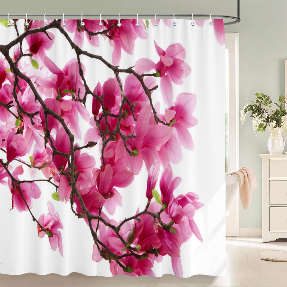 Colorful Beautiful Fresh Flowers Shower Curtain Bathroom Waterproof Polyester Butterfly 3D Print Curtains for Bathroom Shower