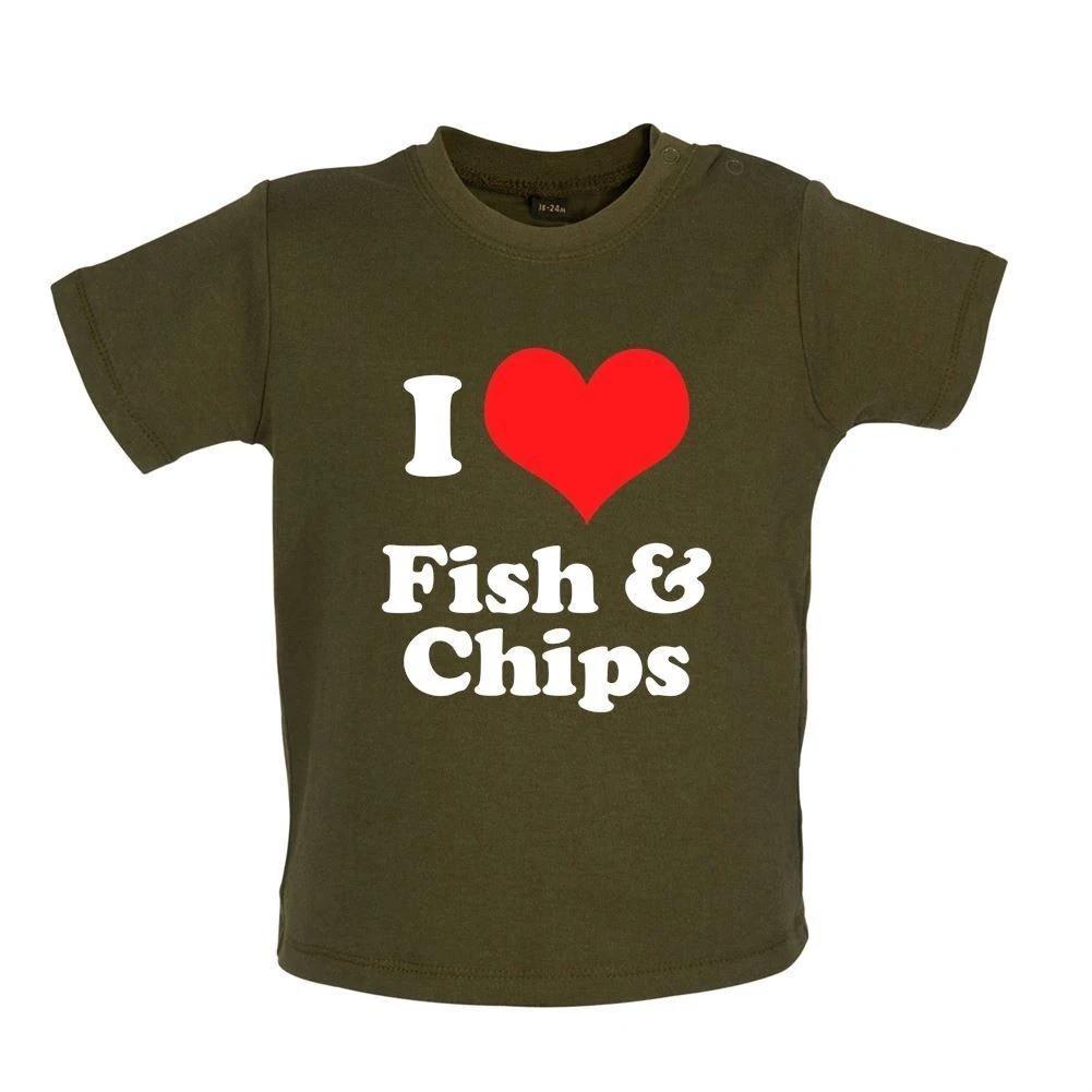 

I Love Fish & Chips - Baby Kids Boys Girls Unisex T-Shirt / Babygrow - Food Takeaway Chip And Cod Funny 100